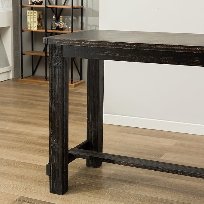 Roundhill Furniture Lotusville Antique Rectangular Wood Bar Height Dining Table