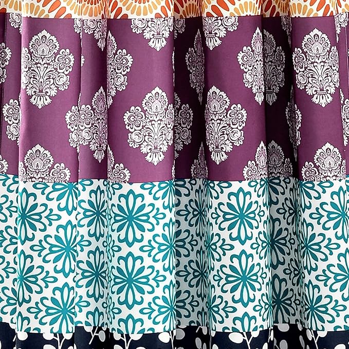 Lush Decor Bohemian Stripe Window Curtain Panels, Pair 52" W x 84" L Fuchsia & Orange - Light Filtering Curtains for Bedroom - Boho Curtains - Maximalist Decor