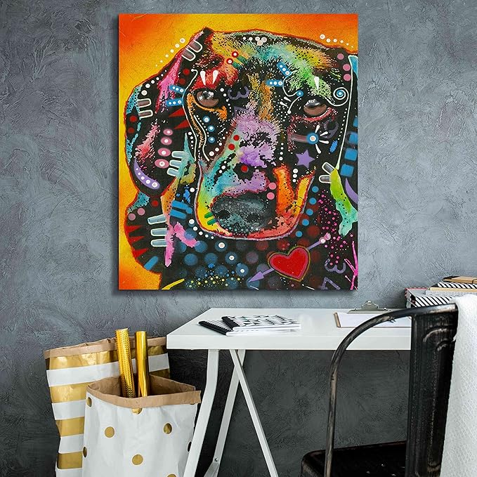 Epic Graffiti 'Brilliant Dachshund' by Dean Russo, Canvas Wall Art, 26"x30"