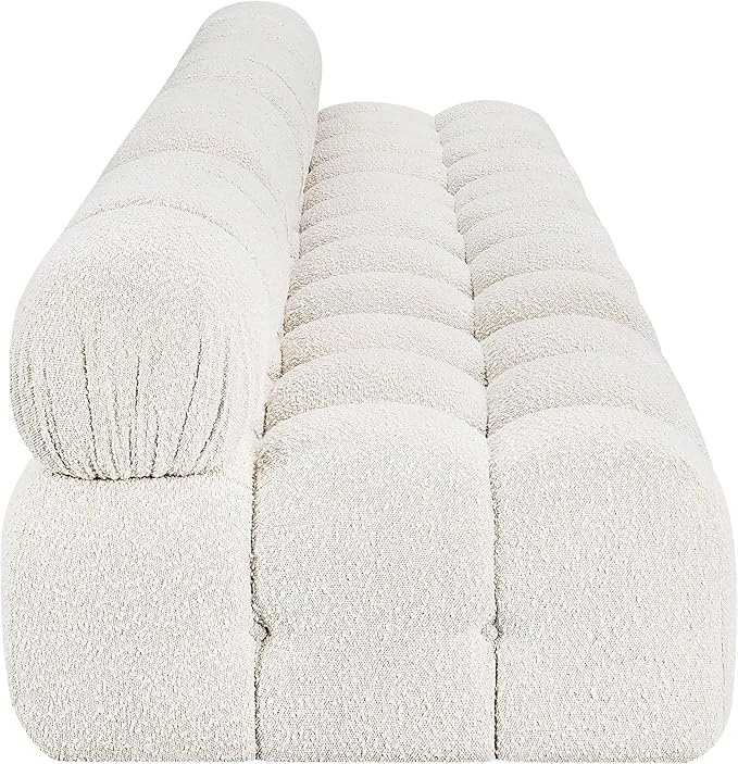 Meridian Furniture 611Cream-S136B Ames Collection Modern | Contemporary Modular Sofa with Rich Cream Boucle Fabric, Modular to Create Infinite Configurations, 136" W x 34" D x 28" H, Cream