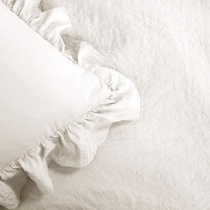 Lush Decor - Comforter Set, Soft Ruffled Bedding with Matching Sham, Cozy Essentials, Elegant Bedroom Decor (Reyna White, Twin XL)