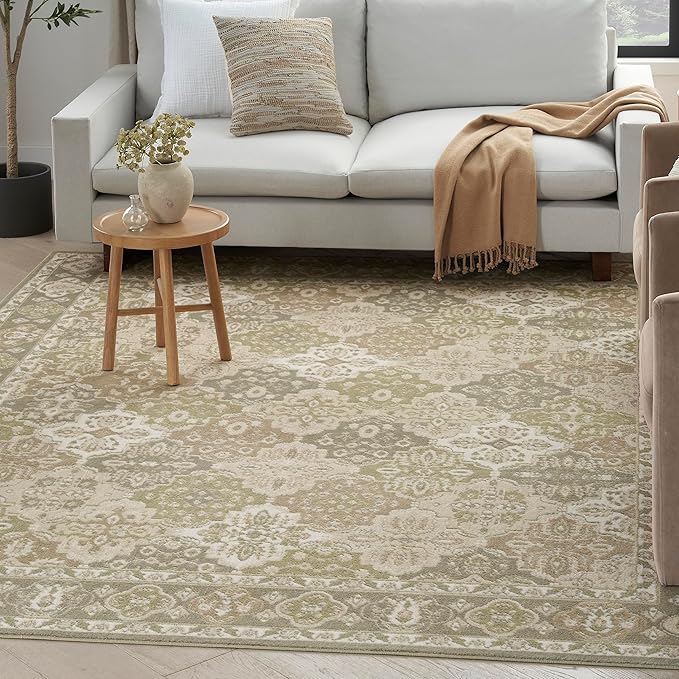 Nourison Home Grafix Green 5'3" x 7'3" Area Rug - Easy Clean, Non Shedding, Bed Room, Living Room, Dining Room, Kitchen (5' x 7')
