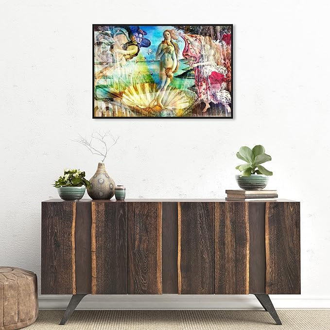 The Oliver Gal Artist Co. Spiritual and Religious Wall Art Framed Canvas Prints 'Birth of Venus - Botticelli' Zodiac