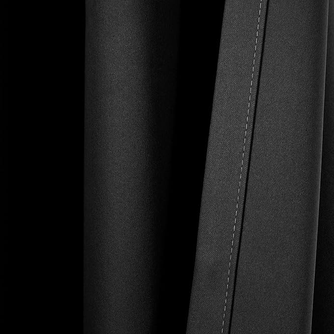 Lush Decor Insulated Grommet Blackout Window Curtain Panels, Pair, 52" W x 120" L, Black - Classic Modern Design - 120 Inch Curtains - Extra Long Curtains For Living Room, Bedroom, Or Dining Room