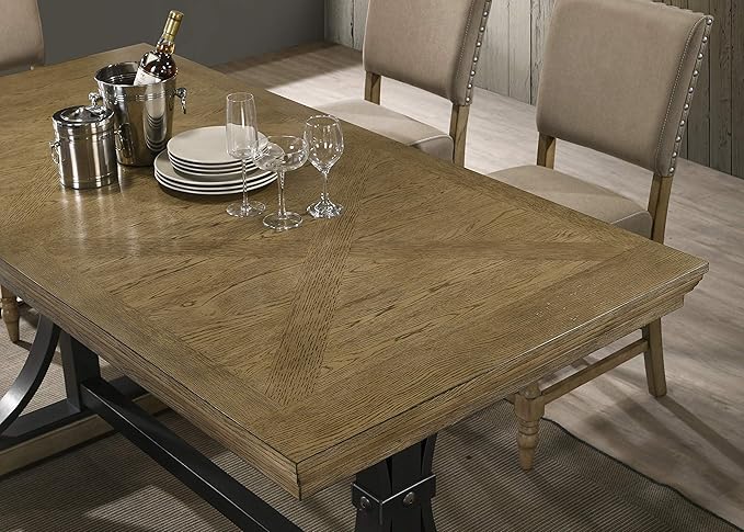 Roundhill Furniture Birmingham 7-Piece Driftwood Finish Table with Nail Head Chairs Counter Height Dining Set