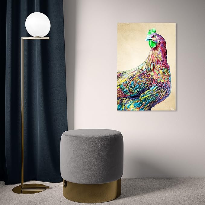 The Oliver Gal Artist Co. Fun Colorful Glam Rooster Canvas Art, 16" x 16"