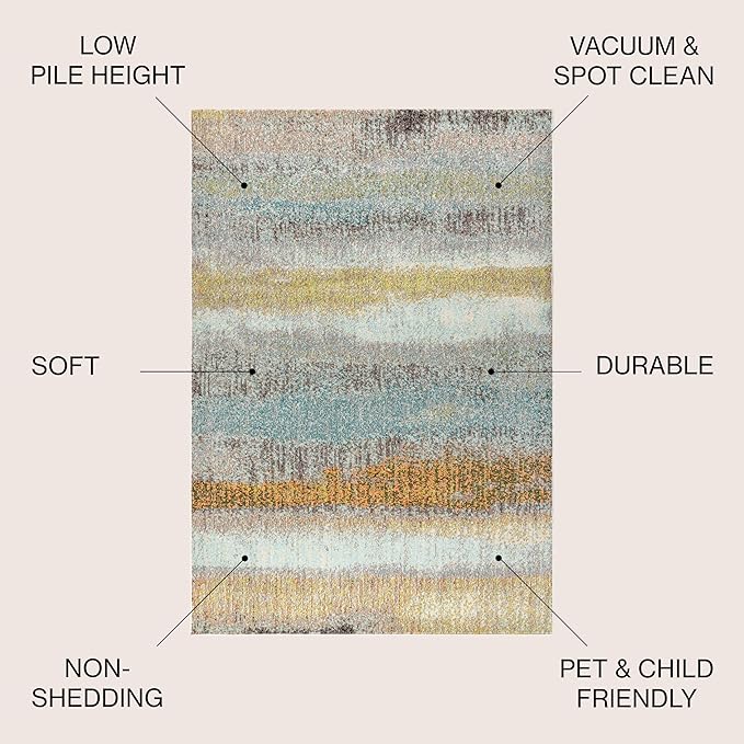 JONATHAN Y Modern Abstract Vintage Cream/Yellow Indoor Area Rug, 8x10, Contemporary POP, Transitional, Easy-Cleaning for Living Room, Bedroom, Kitchen, Pet Friendly, Non-Shedding (CTP105A-8)