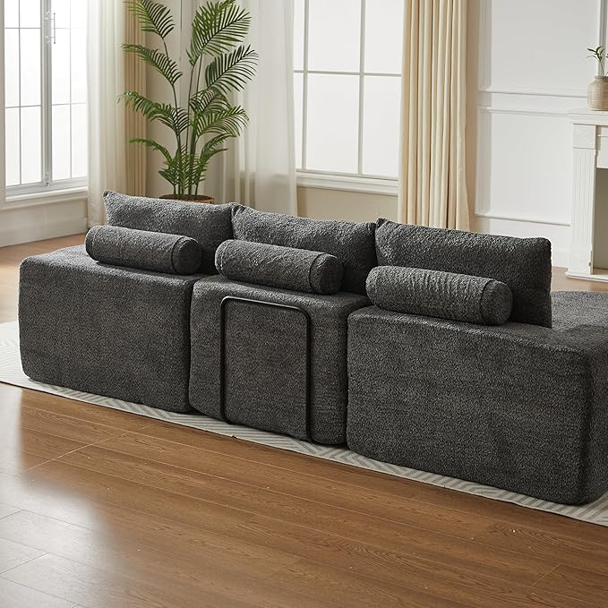 Boneless Sectional Sofa Couches with Chaise Lounge, Comfy Upholstered Compressed Cloud Sectional Sofa Floor Couch for Living Room Apartment,Deep Seat Sofa & Couches | Deep Seat, Wider Armrest, Free Combination