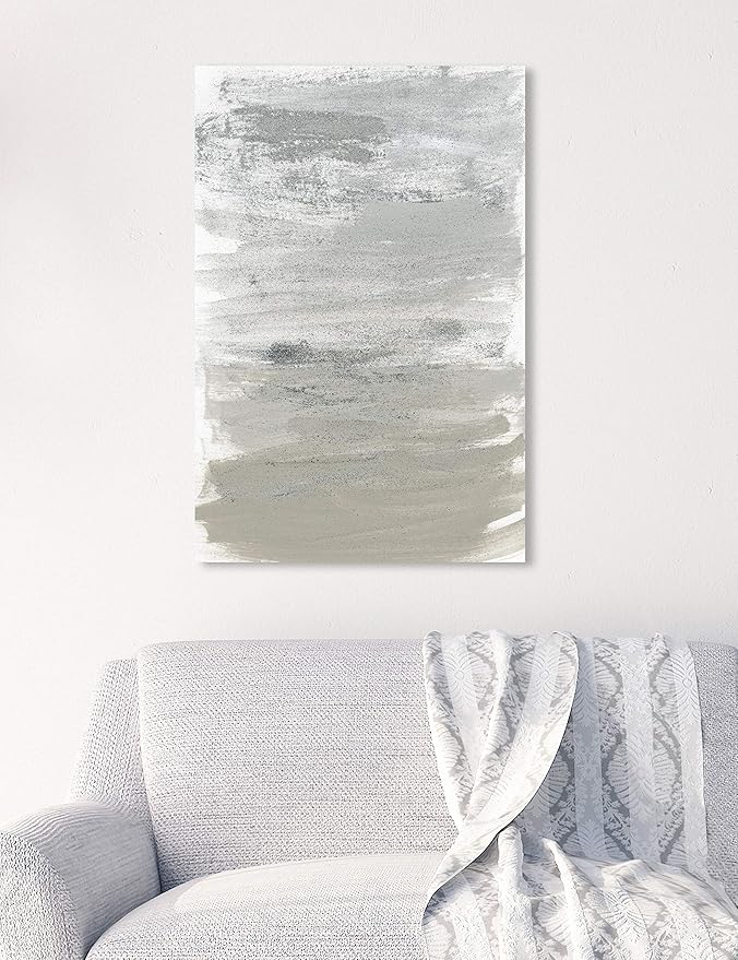 The Oliver Gal Artist Co. Oliver Gal 'Silver Storm' Gray Abstract Wall Art Print Premium Canvas 16" x 24"