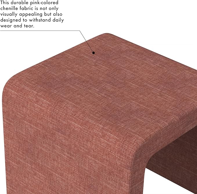 Spatial Order Modern Arch Chenille Ottoman | HomePop Home Décor | Ottoman for Living Room & Bedroom - Pink