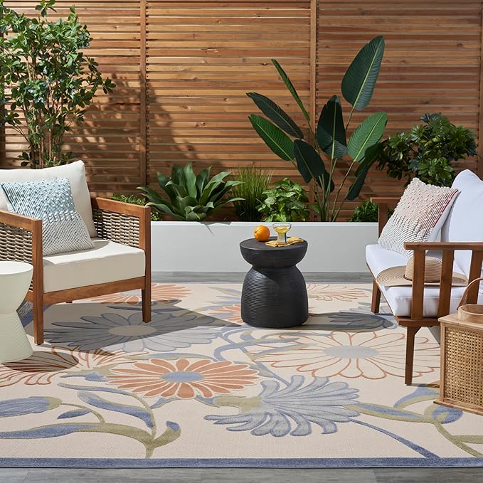 Nourison Home Aloha Beige Multicolor 7'10" x 10'6" Area Rug - Easy Clean, Non Shedding, Bed Room, Living Room, Dining Room, Kitchen (8' x 11')