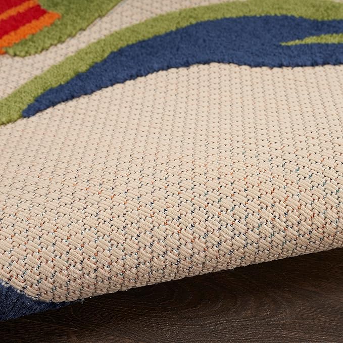Nourison Home Aloha Multicolor 4' x Round Area Rug - Easy Clean, Non Shedding, Bed Room, Living Room, Dining Room, Kitchen (4' x Round)
