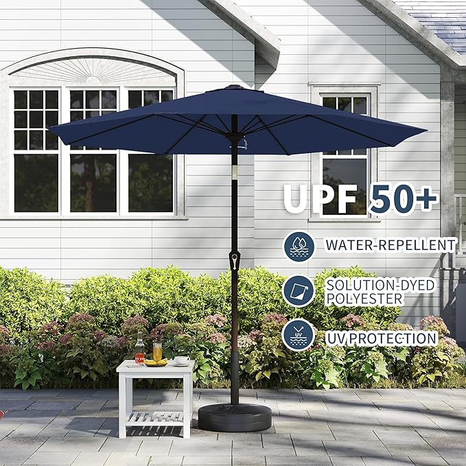 PatioKingdom 11FT Patio Umbrella,Outdoor Umbrella with Push Button Tilt and Crank,Market Table Umbrella with 8 Sturdy Fiberglass Ribs UV Protection