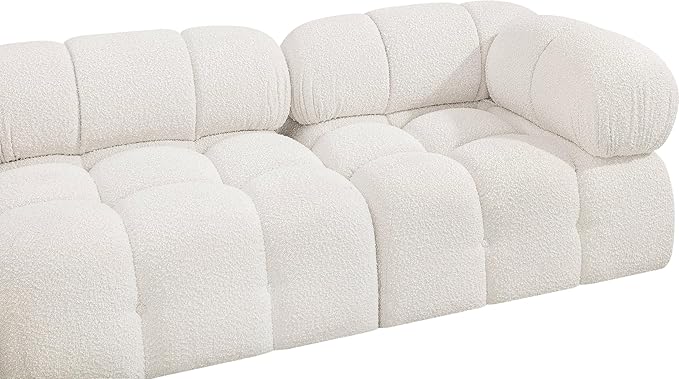 Meridian Furniture 611Cream-S136A Ames Collection Modern | Contemporary Modular Sofa with Rich Cream Boucle Fabric, Modular to Create Infinite Configurations, 136" W x 34" D x 28" H, Cream