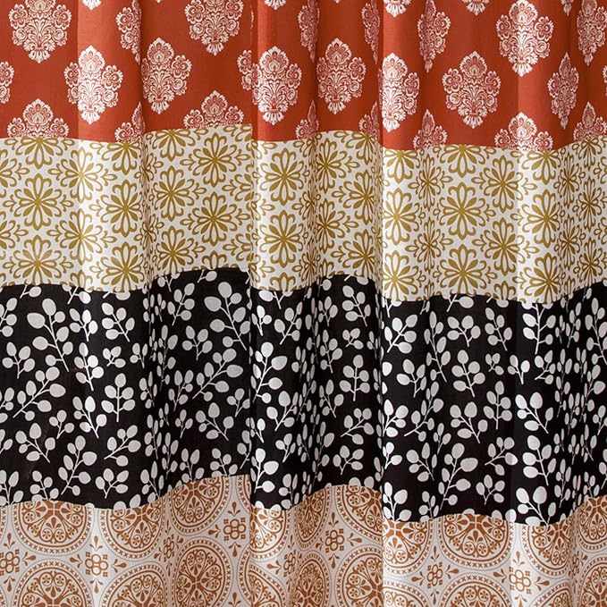 Lush Decor Bohemian Stripe Window Curtain Panels, Pair 52" W x 108" L Turquoise & Orange - Light Filtering Curtains for Bedroom - Boho Curtains - Maximalist Decor
