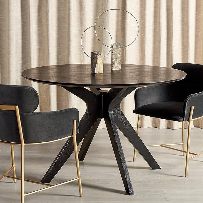 SAFAVIEH Couture Collection – Carolee Black 46-Inch Round Dining Table, Farmhouse Dining Table for Kitchen or Dining Room, Seats Up to 4 (SFV2134B)