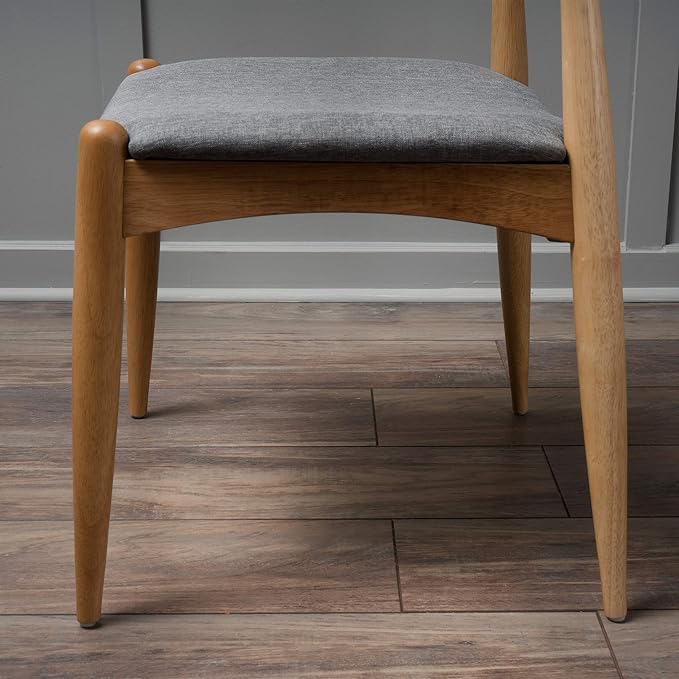 Christopher Knight Home Francie Fabric with Oak Finish Dining Chairs, 2-Pcs Set, Grey / Oak