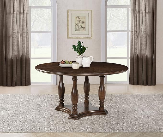 Coaster Home Furnishings Landon 60-inch Round Wood Pedestal Dining Table Rich Brown