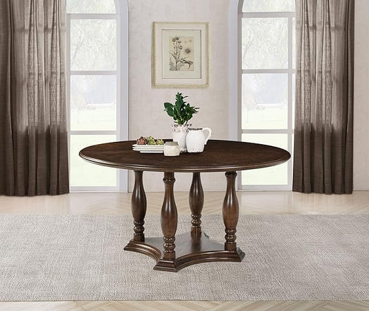Coaster Home Furnishings Landon 60-inch Round Wood Pedestal Dining Table Rich Brown