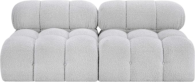 Meridian Furniture 611Grey-S68B Ames Collection Modern | Contemporary Modular Sofa with Rich Grey Boucle Fabric, Modular to Create Infinite Configurations, 68" W x 34" D x 28" H, Grey