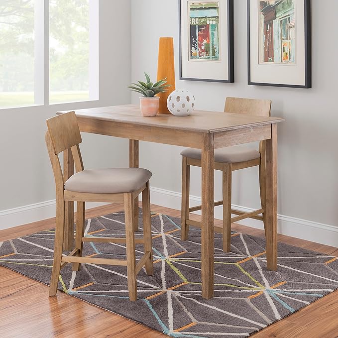 Linon Carter Brown with Greywash Wooden Counter Height Tavern Table