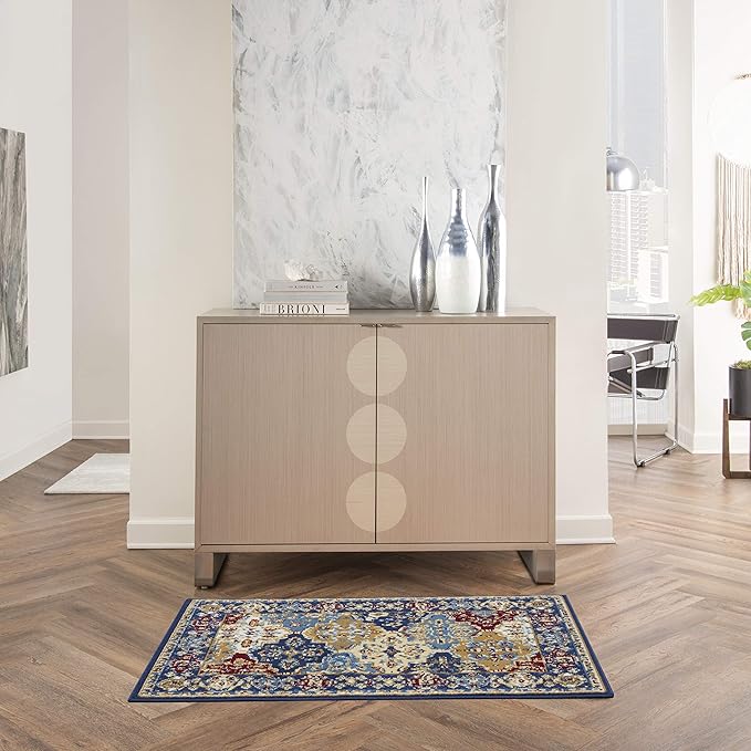 Nourison Home Grafix Multicolor 2' x 4' Area Rug - Easy Clean, Non Shedding, Bed Room, Living Room, Dining Room, Kitchen (2' x 4')