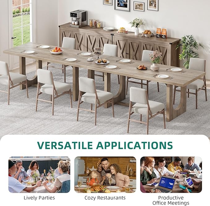 YITAHOME 70.86 Inch Dining Table for 6-8 People, Large Rectangle Dining Room Table with Wooden Base Leg Heavy Duty, Farmhouse Rustic Kitchen Dinner Table for Apartment Living Room, Grey Oak
