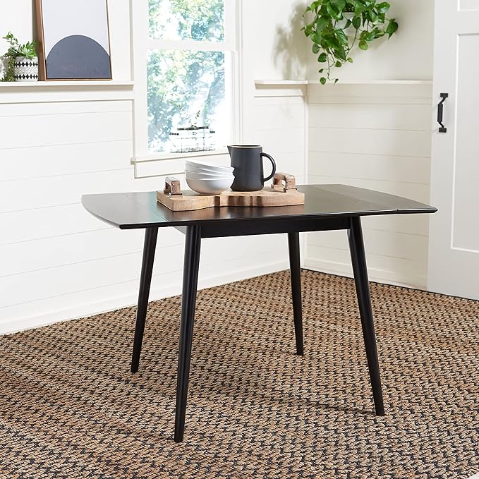 SAFAVIEH Home Collection Kaylee Matte Black Drop Leaf Dining Room Table DTB1403A