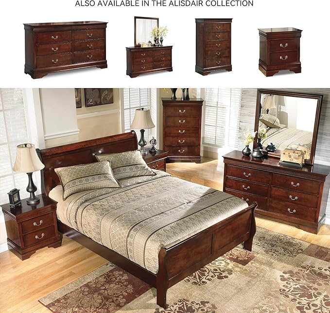Signature Design by Ashley Alisdair Traditional Queen Sleigh Bed, Foundation or Box Spring Needed, Dark Brown