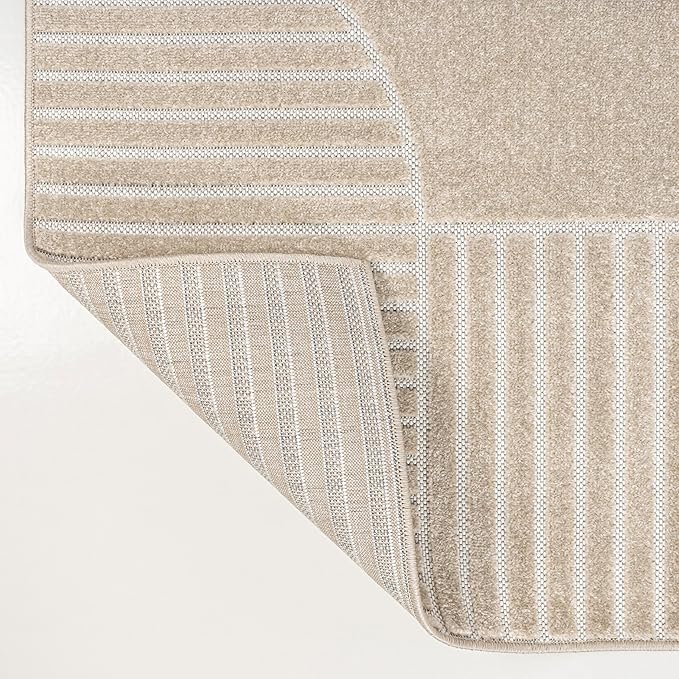 JONATHAN Y Nordby High-Low Arch Striped Indoor/Outdoor Area Rug, 3x5, Beige/Cream, for Patio, Backyard, Living Room, Bedroom, Office, Hose-Washable (SCN104E-3)