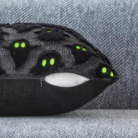 DFXSZ Halloween Pillow Covers 20x20 inch Set of 2 Black Ghost Throw Pillow Cases Soft Plush Faux Fur Wool Couch Cushion Case for Chair Sofa Bedroom Living Room Home Decor PTK03F20