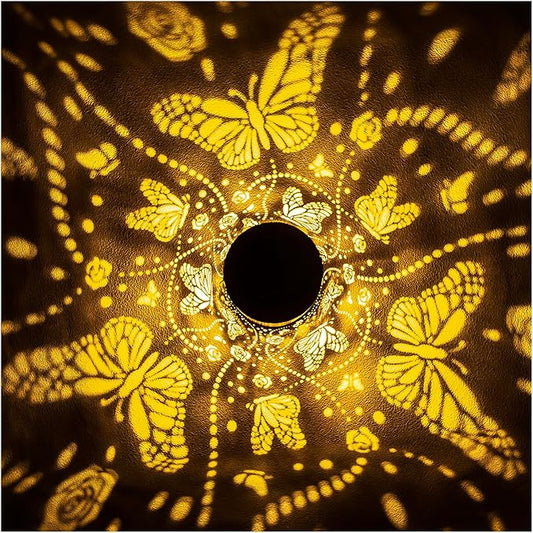 Butterfly Solar Lanterns Outdoor Waterproof Hanging Solar Lights Butterfly Gifts for Women Men Metal Decorative LED Lanterns for Garden Decor,Yard,Patio,Lawn,Tabletop,Pathway