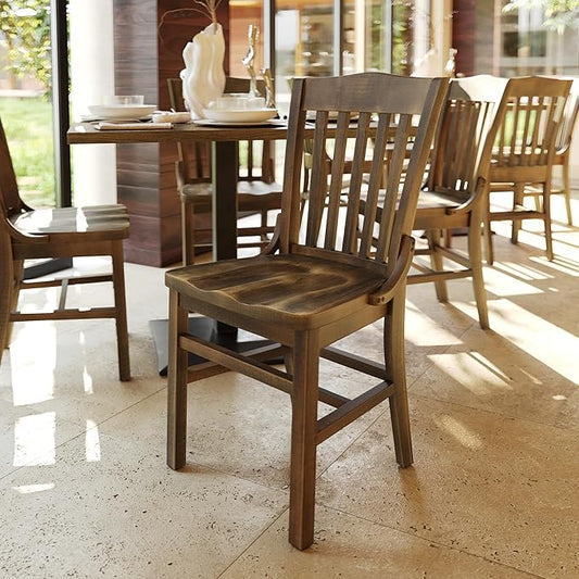 Flash Furniture Hercules School House Back Metal Restaurant Chair - Antique Copper Wood Seat and Frame