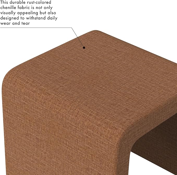 Spatial Order Modern Arch Chenille Ottoman | HomePop Home Décor | Ottoman for Living Room & Bedroom - Orange Rust