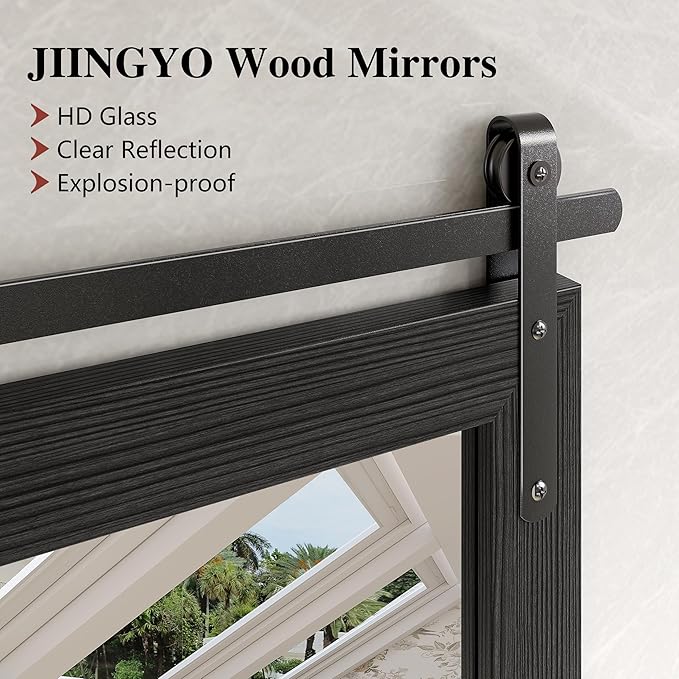 Farmhouse Mirror for Bathroom, 40x30 Inch Black Vanity Mirror for Wall, Wood Framed Rustic Mirror Rectangular Wall Decor Mirrors for Entryway Living Room Bedroom