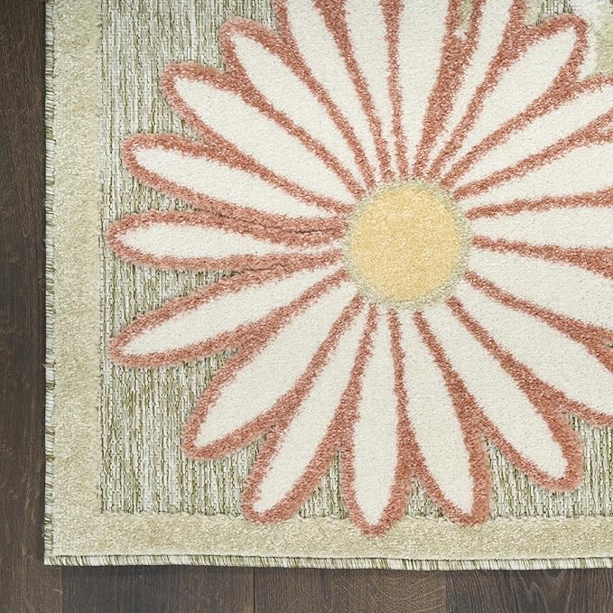 Nourison Home Aloha Sage Rose 7'10" x 10'6" Area Rug - Easy Clean, Non Shedding, Bed Room, Living Room, Dining Room, Kitchen (8' x 11')