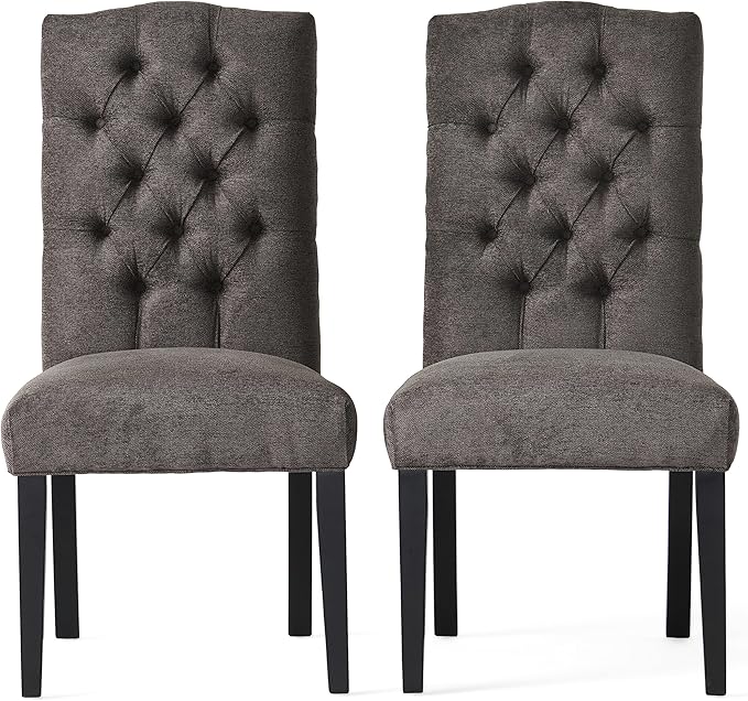 Christopher Knight Home CKH Crown Top Dining Chairs, 2-Pcs Set, Dark Grey