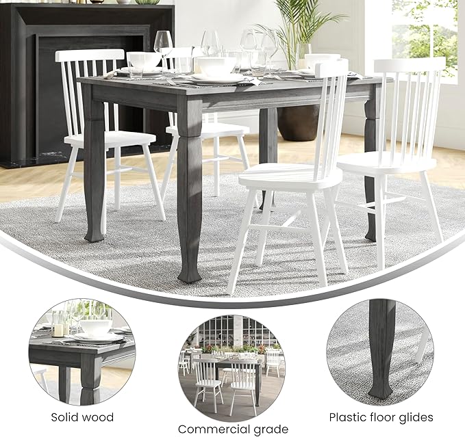 Taylor & Logan Lennox 47" Solid Wood Dining Table in an Antique Gray Finish, Seating for 4, Stylish Turned Wooden Legs, Perfect for Hosting or Everyday Meals