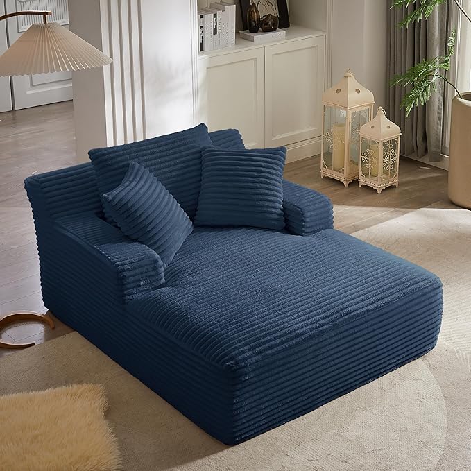 KEIKI 66" Oversized Chaise Lounge Chair Indoor, Minimalist Lounger for Small Spaces, Apartments & Studios, Comfy Low-Profile Sleeper-Style Seating for Relaxing, Reading & Unwinding