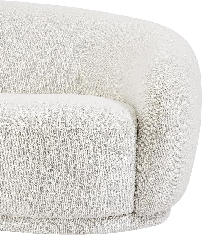 Meridian Furniture 693Cream-C Hyde Collection Modern | Contemporary Boucle Fabric Upholstered Accent Chair with Rounded Back, Cream, 42" W x 38" D x 27.5" H