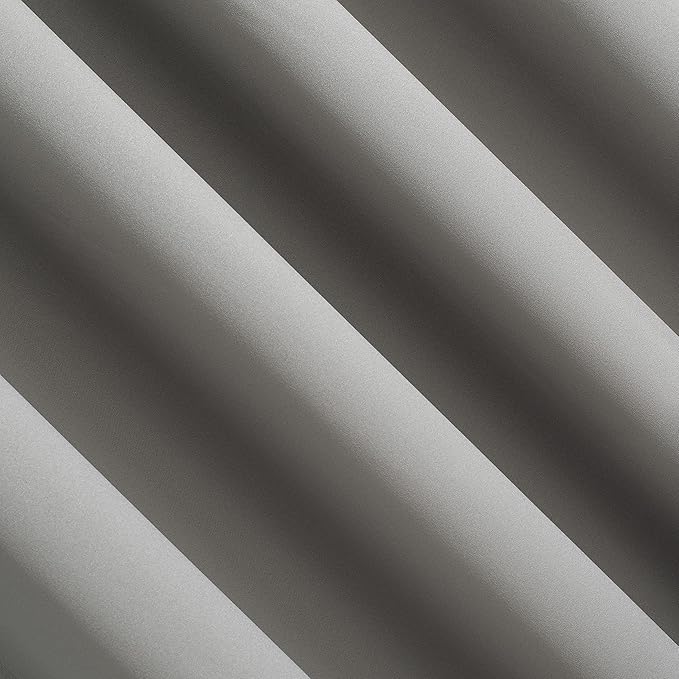 Sun Zero Nordic 2-Pack Theater Grade Noise Reducing Extreme 100% Blackout Grommet Curtain Panel Pair, 52" x 54, Silver Gray