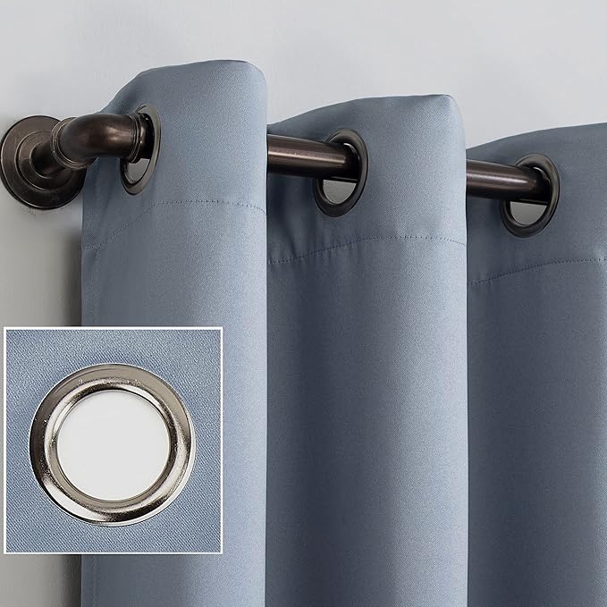 Sun Zero Nordic 2-pack Theater Grade Extreme 100% Blackout Grommet Curtain Panel Pair, 52" x 108", Haze