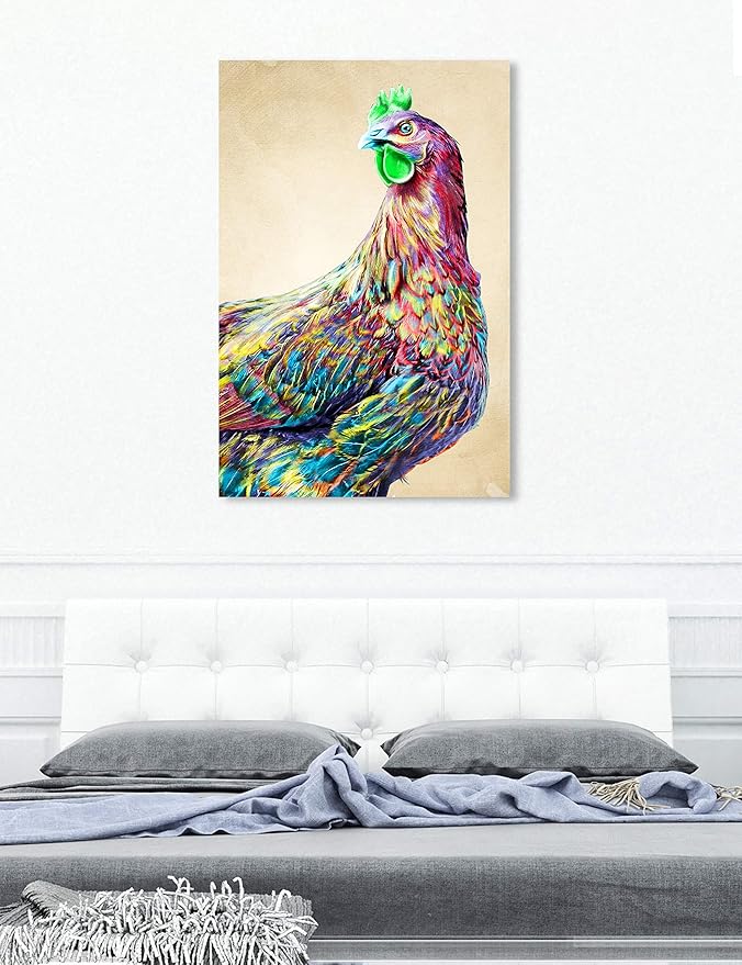 The Oliver Gal Artist Co. Animals Wall Art Canvas Prints 'Color Glam Rooster' Home Décor, 40" x 60", Pink, Green