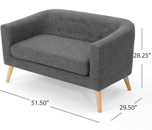 Christopher Knight Home Bridie Mid-Century Modern Loveseat, Grey Fabric