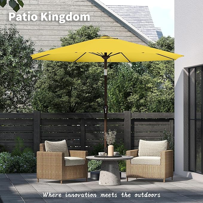 PatioKingdom 11FT Patio Umbrella,Outdoor Umbrella with Push Button Tilt and Crank,Market Table Umbrella with 8 Sturdy Fiberglass Ribs UV Protection