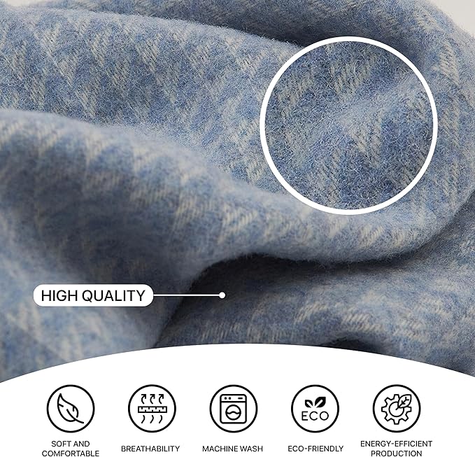 | Cashmere Blend Blanket | 10% Cashmere, 90% Superfine Wool | Ultra-Soft, Warm & Breathable Throw with Fringes | Elegant Bed or Sofa Layer 55"x79" (140 x 200 cm)