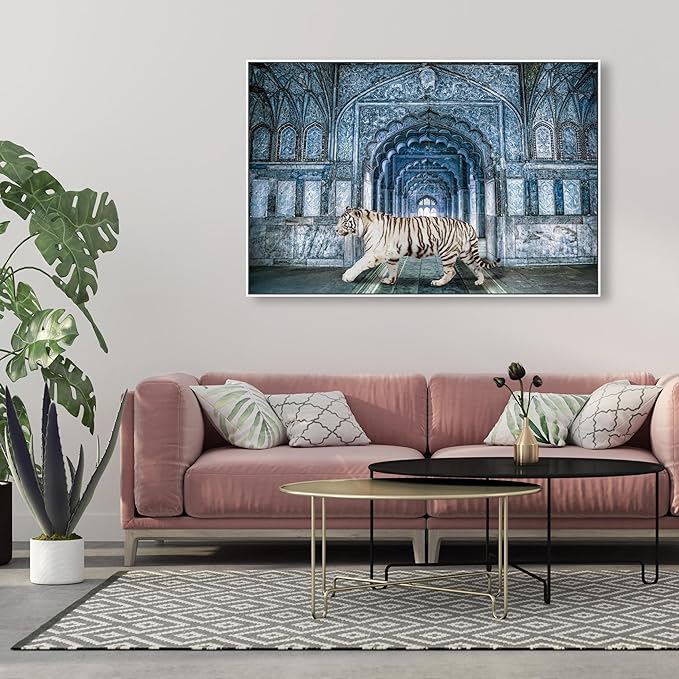 The Oliver Gal Artist Co. Animals Wall Art Framed Canvas Prints 'Wild Nature Blues ' Felines