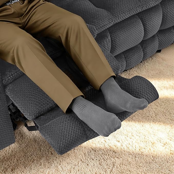 MCombo 80.7" W 3 Seater Power Reclining Sofa with Heat and Vibration Massage, Zero Gravity Recliner Sofa Couch with Drop Down Table for Living Room, Fabric 6316M10