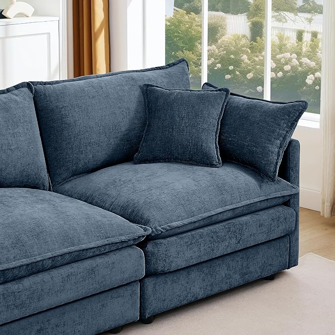 Eafurn Oversized Reversible Modular Sectional Sofa with Movable Ottoman, 4 Seater Convertible L Shaped Corner Couch Modern Chenille Sofa Set w/Double Layers Seat Cushions for Living Room Apartment | Deep Seat, Easy Assembly, 2-layer Cushions, DIY Combi...