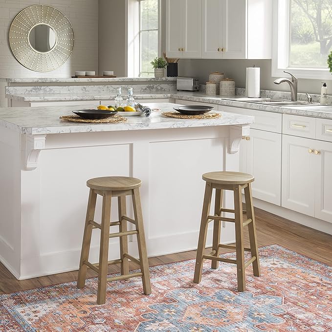 Zeke Grey Wash 24" Counter Stool with Round Seat by Linon